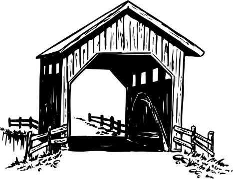Covered Bridge Vector Illustration
