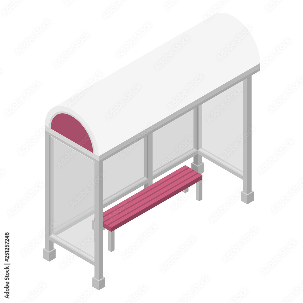 Poster empty bus stop icon. isometric of empty bus stop vector icon for web design isolated on white backgr