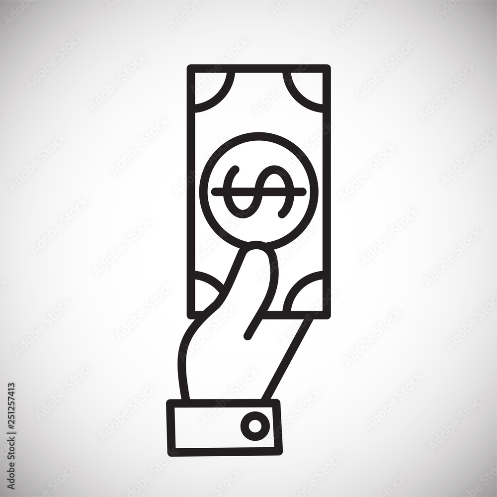 Poster cash dollar line icon on white background for graphic and web design, modern simple vector sign. int