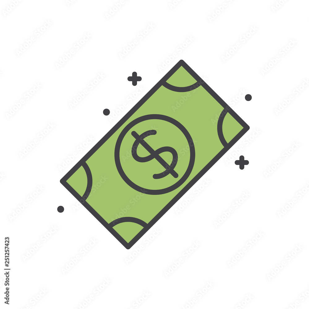 Poster cash dollar line icon on white background for graphic and web design, modern simple vector sign. int
