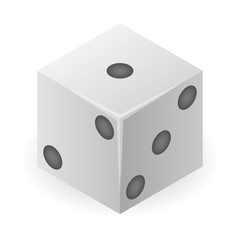 White dice icon. Isometric of white dice vector icon for web design isolated on white background