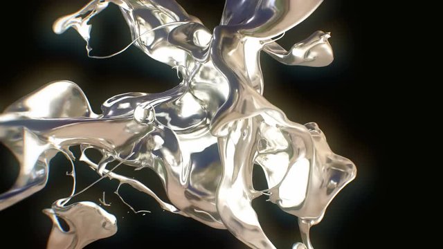 Various blobs form and explode on screen leaving trails hanging in the air. This version, the liquid is a metallic light gold colour. Comes with the Alpha Matte.