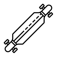 Longboard icon. Outline longboard vector icon for web design isolated on white background