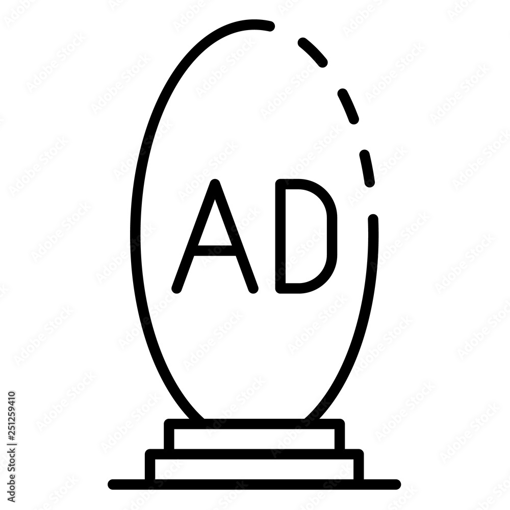 Poster oval ad lightbox icon. outline oval ad lightbox vector icon for web design isolated on white backgro
