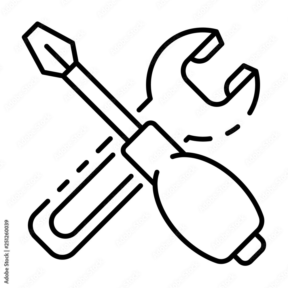 Poster screwdriver key icon. outline screwdriver key vector icon for web design isolated on white backgroun