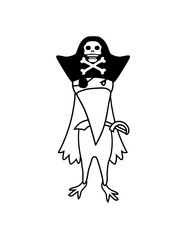 kapitän pirat matrose seeräuber schiff meer segeln böse kostüm verkleidung rabe krähe vogel küken vögelchen comic cartoon süß niedlich clipart design cool gemalt