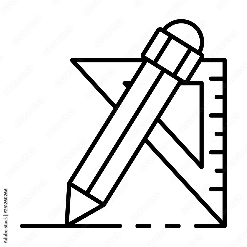 Poster pencil angle ruler icon. outline pencil angle ruler vector icon for web design isolated on white bac