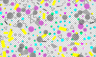 Pop art color background. Memphis pattern