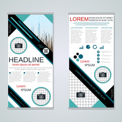Modern roll-up business banners vector template
