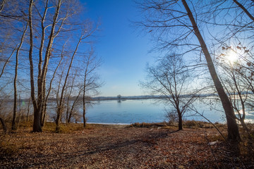 Coast of a frozen river