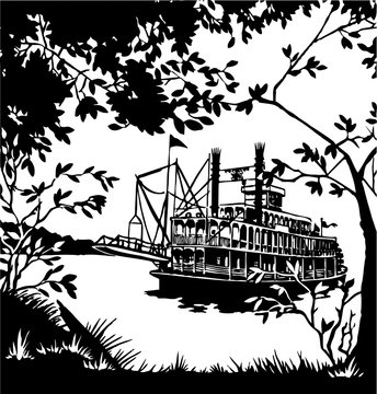 Riverboat Scene Vector Illustration