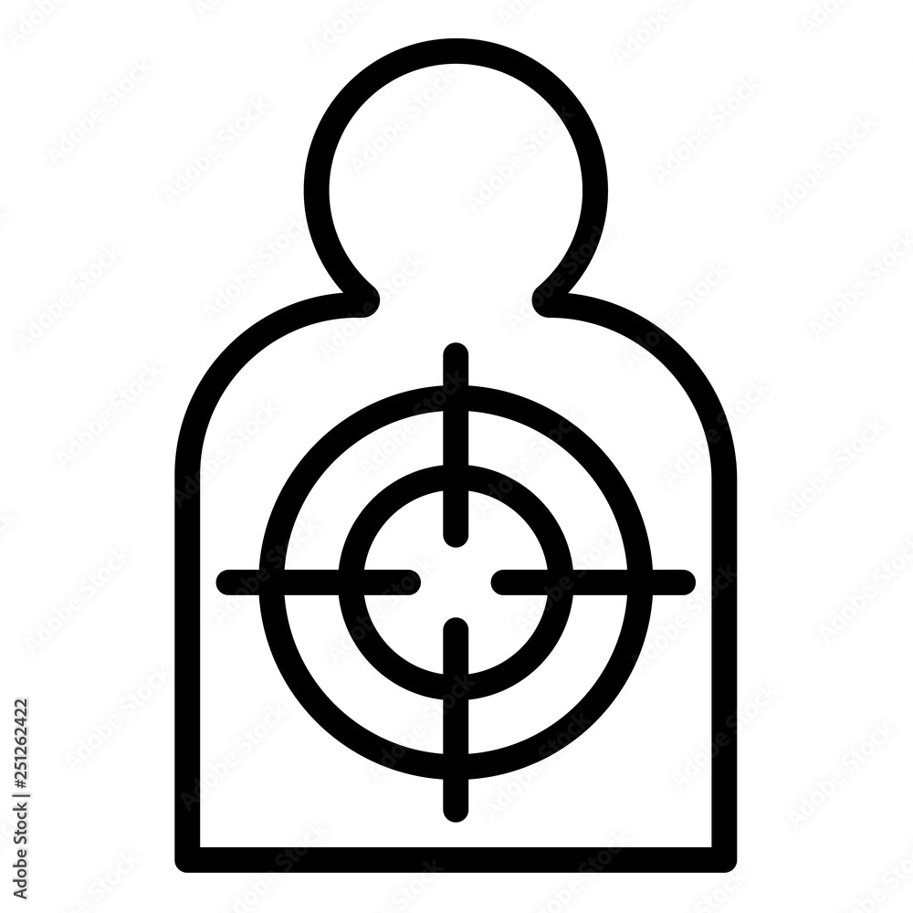 Poster man silhouette target icon. outline man silhouette target vector icon for web design isolated on whi