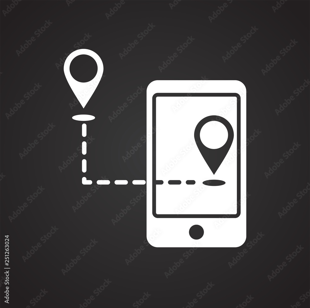 Poster navigation icon on black background for graphic and web design, modern simple vector sign. internet 
