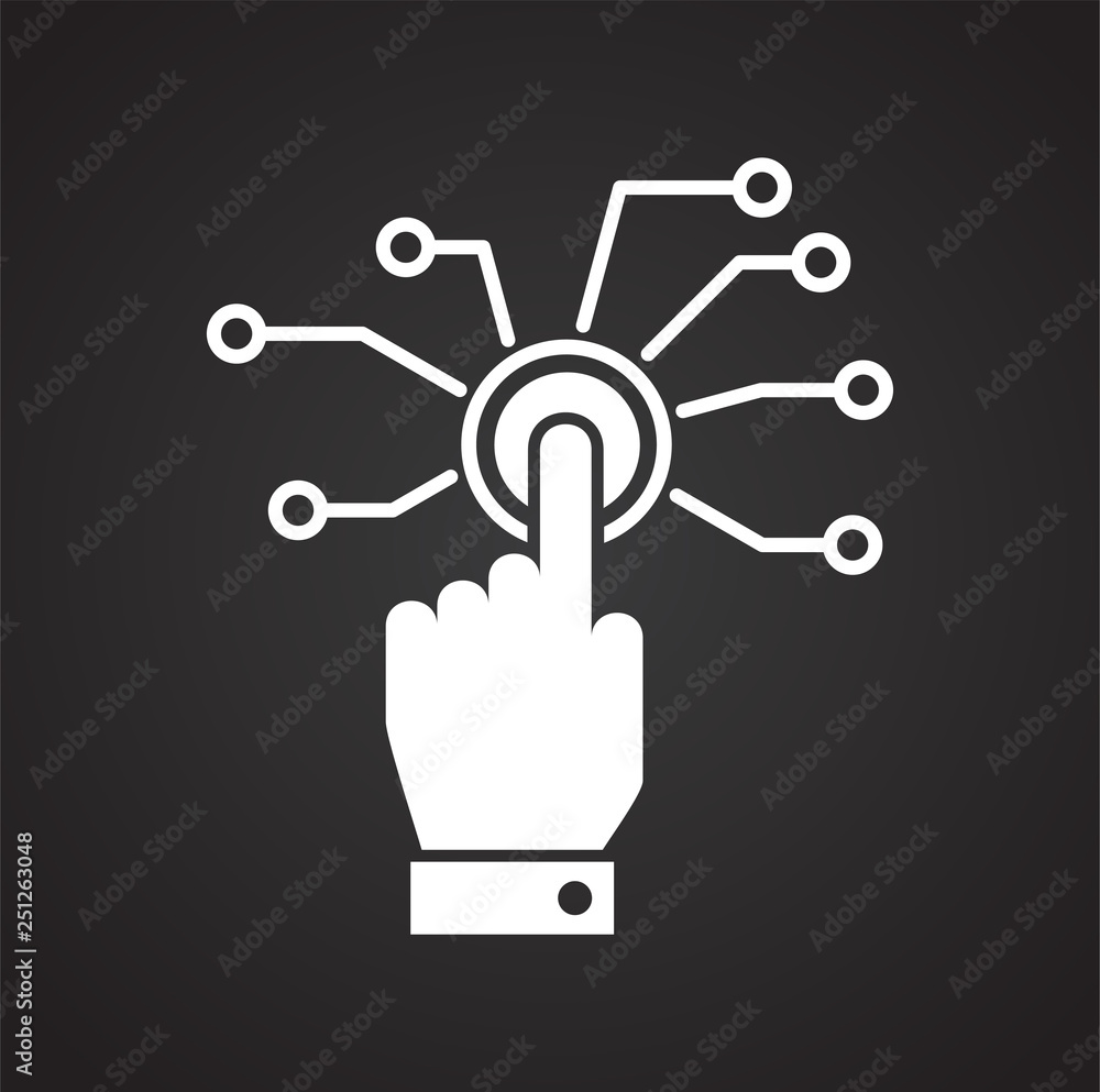 Poster finger print scanner icon on black background for graphic and web design, modern simple vector sign.