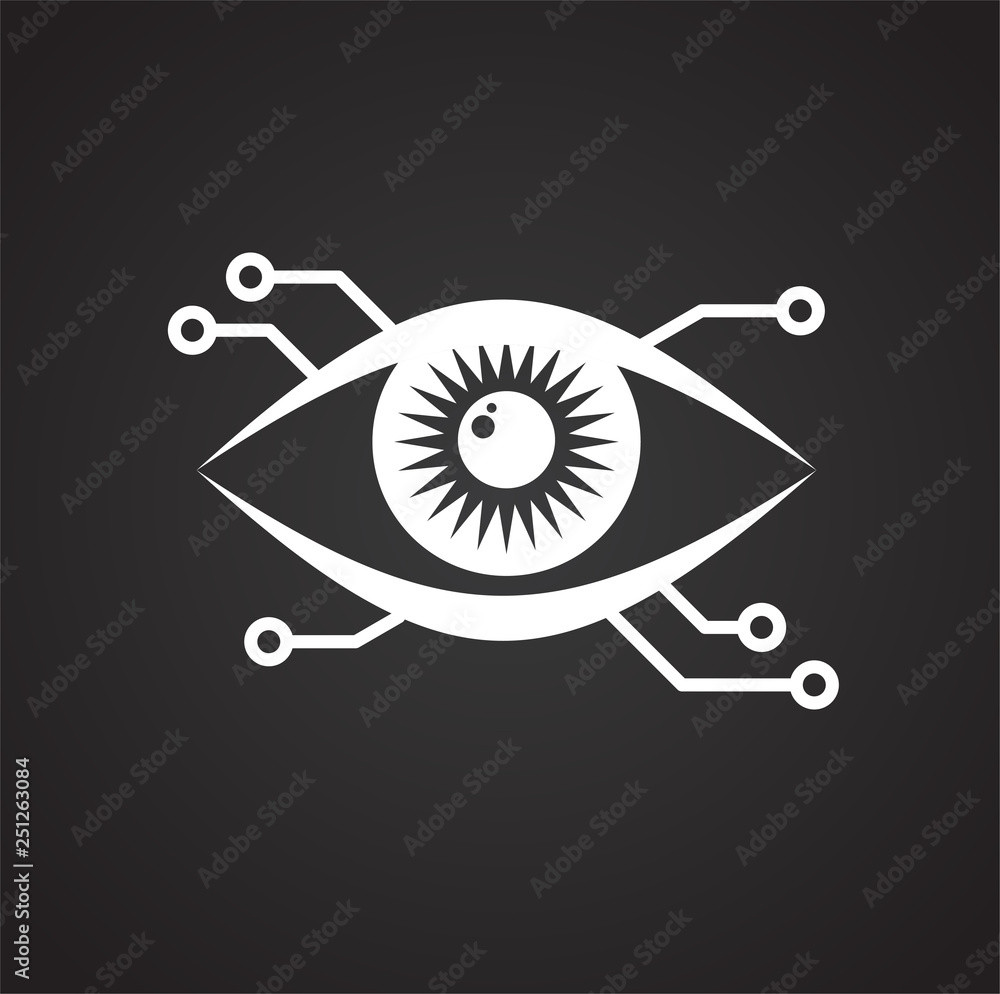 Poster eye scanner icon on black background for graphic and web design, modern simple vector sign. internet