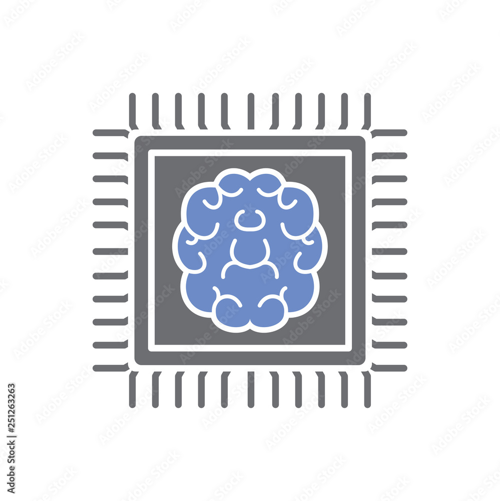 Poster brain cloud storage icon on white background for graphic and web design, modern simple vector sign. 
