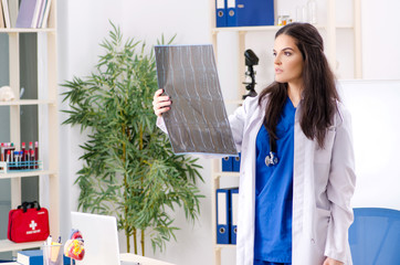 Female doctor radiologist working in the clinic 