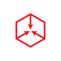 hexagonal pointing arrow center line logo