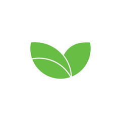 simple geometric leaf plant circle logo vector