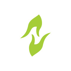 abstract letter n hand palm care green leaf design logo vector
