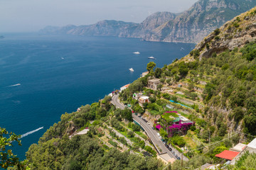 Fototapeta na wymiar Amalfi Coast near Positano from the Path of the Gods hike