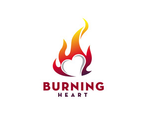 burning fire heart logo design inspiration