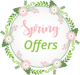 Spring offer background with flower wreath