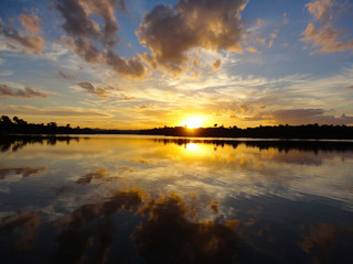Sunset at Pampulha Lagoon in the city of Belo Horizonte, Brasil