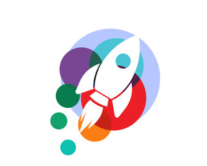 colorful rocket media logo design inspiration