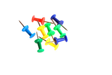 Colorful Pile of a push pin isolated on white background.