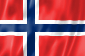 Fototapeta premium The Flag Of Norway. Waving the flag of the Kingdom of Norway.
