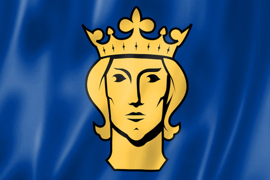 Flag Of Stockholm. capital of Sweden. Symbol. Illustration.