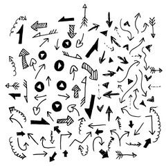 icon. Hand drawn.  arrow themed doodle. Vector flat illustration. on white background