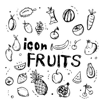 icon. Hand drawn.  fruits themed doodle. Vector flat illustration. on white background