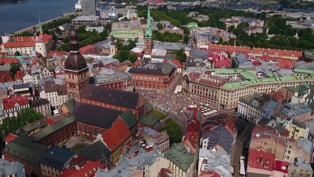 Aerial Latvia Riga June 2018 Sunny Day 30mm 4K Inspire 2 Prores  Aerial video of downtown Riga in Latvia on a beautiful sunny day.