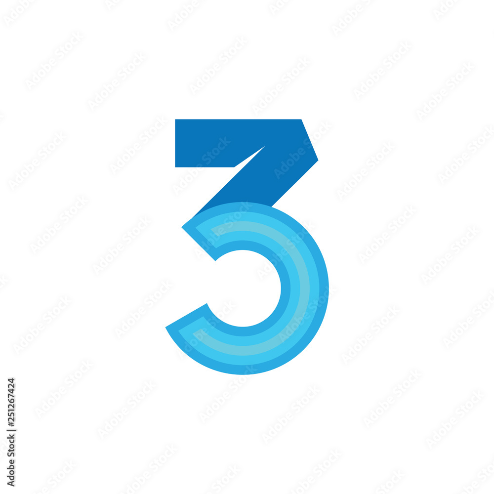 Poster number 3c abstract gradient logo vector