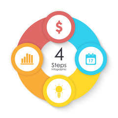 Vector circle chart infographic template for cycle diagram, graph, web design. Business concept with 4 steps or options. Abstract background.