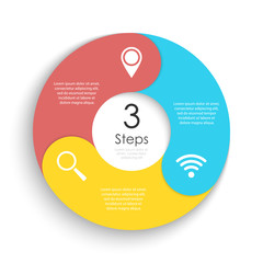 Vector circle chart infographic template for cycle diagram, graph, web design. Business concept with 3 steps or options. Abstract background.