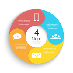 Vector circle chart infographic template for cycle diagram, graph, web design. Business concept with 4 steps or options. Abstract background.
