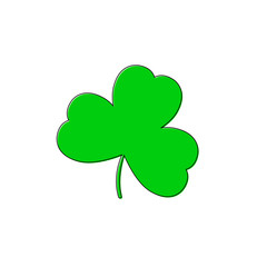 Clover icon, Patricks Day symbol, flat design template, three leaf, vector illustration