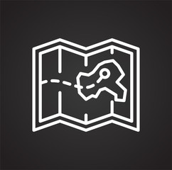 Map line icon on black background for graphic and web design, Modern simple vector sign. Internet concept. Trendy symbol for website design web button or mobile app