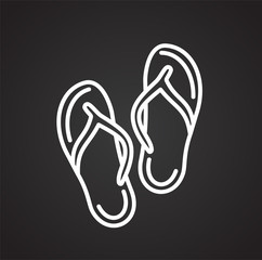 Flip flops line icon on black background for graphic and web design, Modern simple vector sign. Internet concept. Trendy symbol for website design web button or mobile app