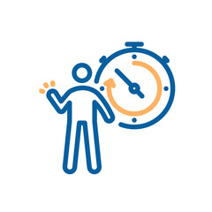 Person and stopwatch icon. Vector illustration for sports, breaking records, competitive concepts, success and motivation, progress, athlete tool, sport time on competitions
