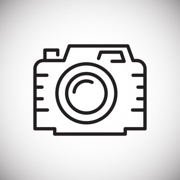 Camera line icon on white background for graphic and web design, Modern simple vector sign. Internet concept. Trendy symbol for website design web button or mobile app