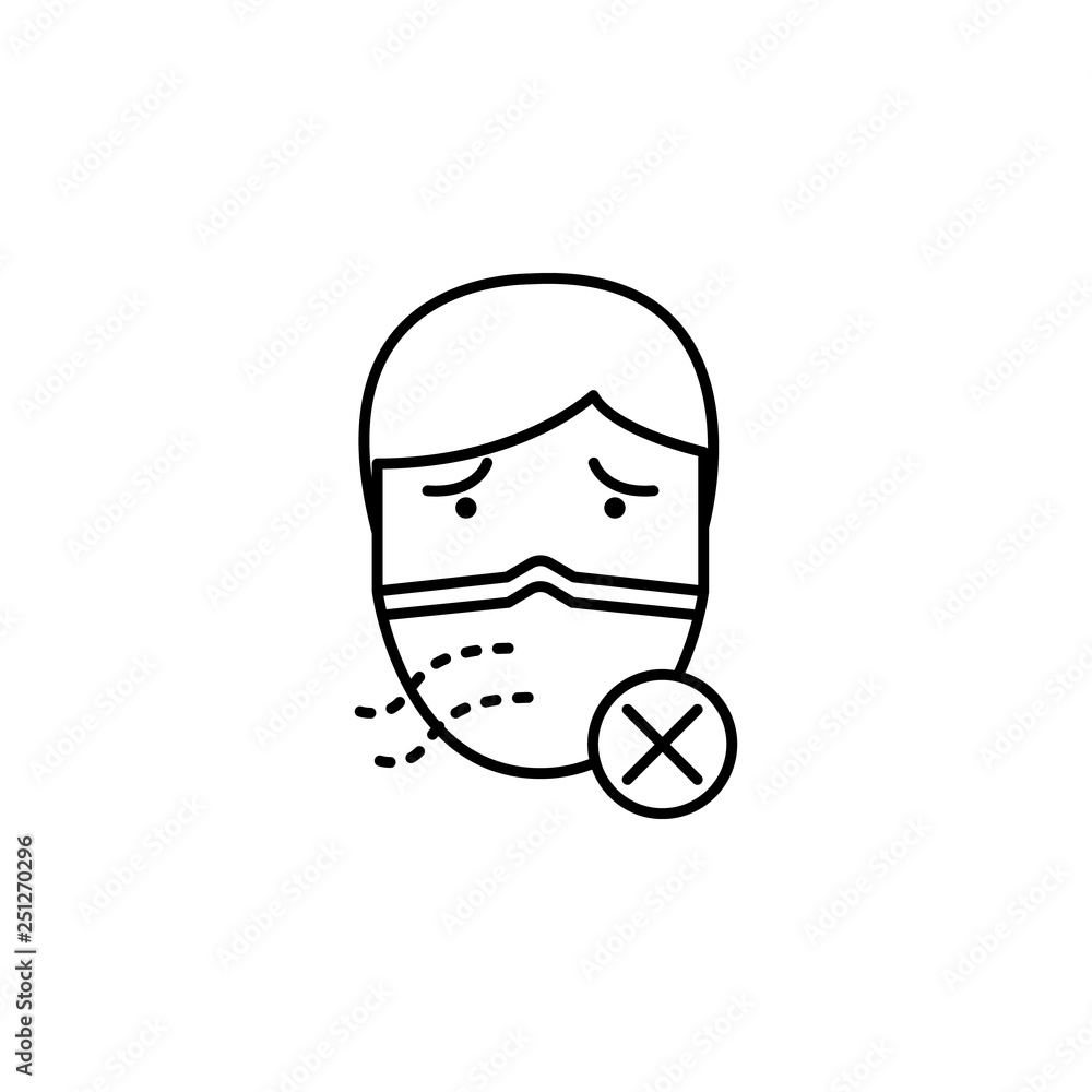 Aufkleber air pollution, mask, wrong icon. element of air pollution for mobile concept and web apps icon. thin
