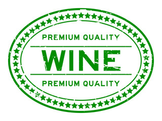 Grunge green premium quality wine oval rubber seal stamp on white background