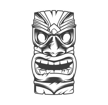 Hawaiian traditional tribal tiki mask