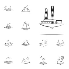Factory  icon. Landspace icons universal set for web and mobile