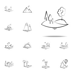 hill tree icon. Landspace icons universal set for web and mobile
