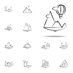 mountain cloud ballon icon. Landspace icons universal set for web and mobile